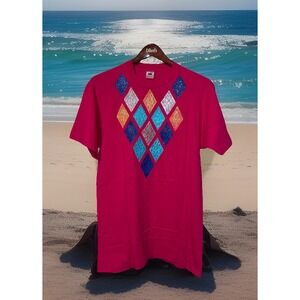 Fruit Of‎ The Loom Shirt Women L Hot Pink Single Stitch Dead Stock 90's New